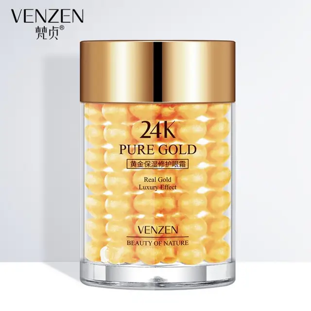 VENZEN 24K Gold Eye Cream Moisturizing Anti Puffiness Anti Wrinkle Remove Dark Circle Anti-Aging Eye Care 1
