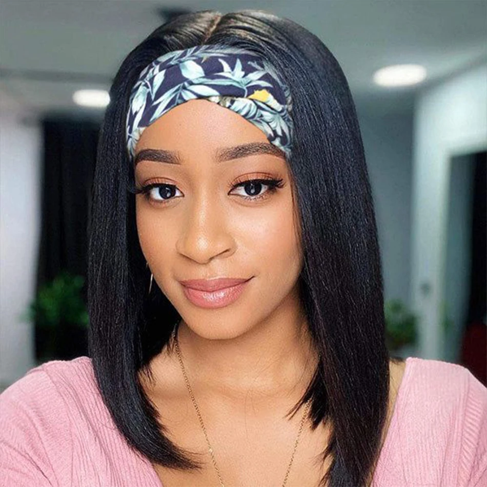 

Bone Straight Bob Wig Human Hair 150% Density Full Machine Made Short Headband Wig Human Hair Wigs For Black Women Glueless
