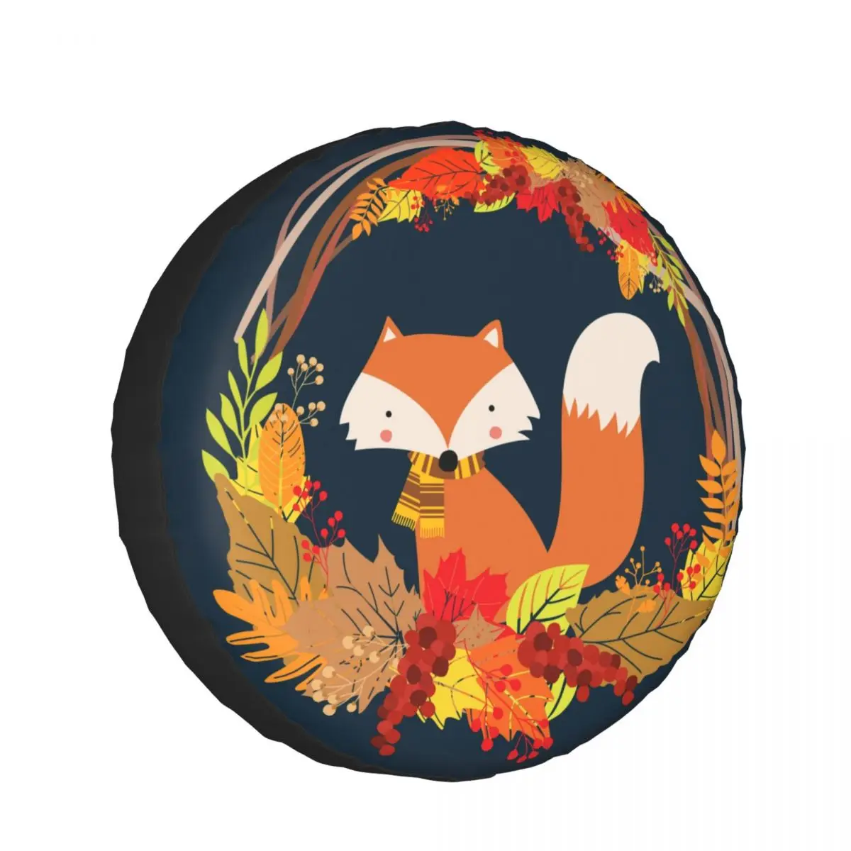 

Spare Wheel Tire Cover Case Pouch Protector Fox With Fall Leaves Car Tyres for Jeep Hummer 14 /15/16/17 Inch