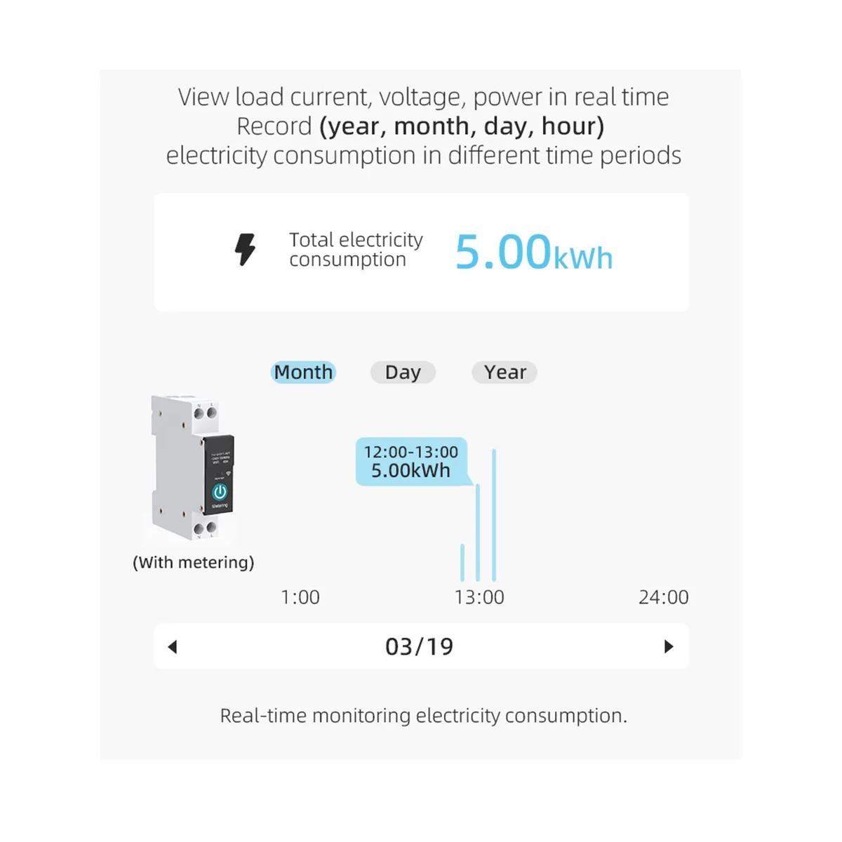 

TUYA WIFI Smart Circuit Breaker with Metering 1P 40A DIN Rail for Smart Home Wireless APP Remote Control Switch