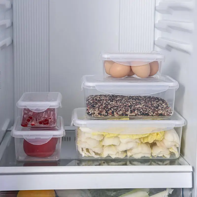 

Sealing Crisper Plastic Microwave Oven Lunch Boxes Split Boxes With Cover Fresh-keeping Box Durable Transparent Fruit Box