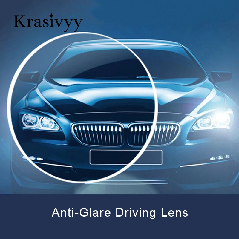 Krasivyy Anti-Glare Driving Aspheric Prescription Lenses 1.61 index CR-39 Resin Toughness Myopia Glasses Lenses