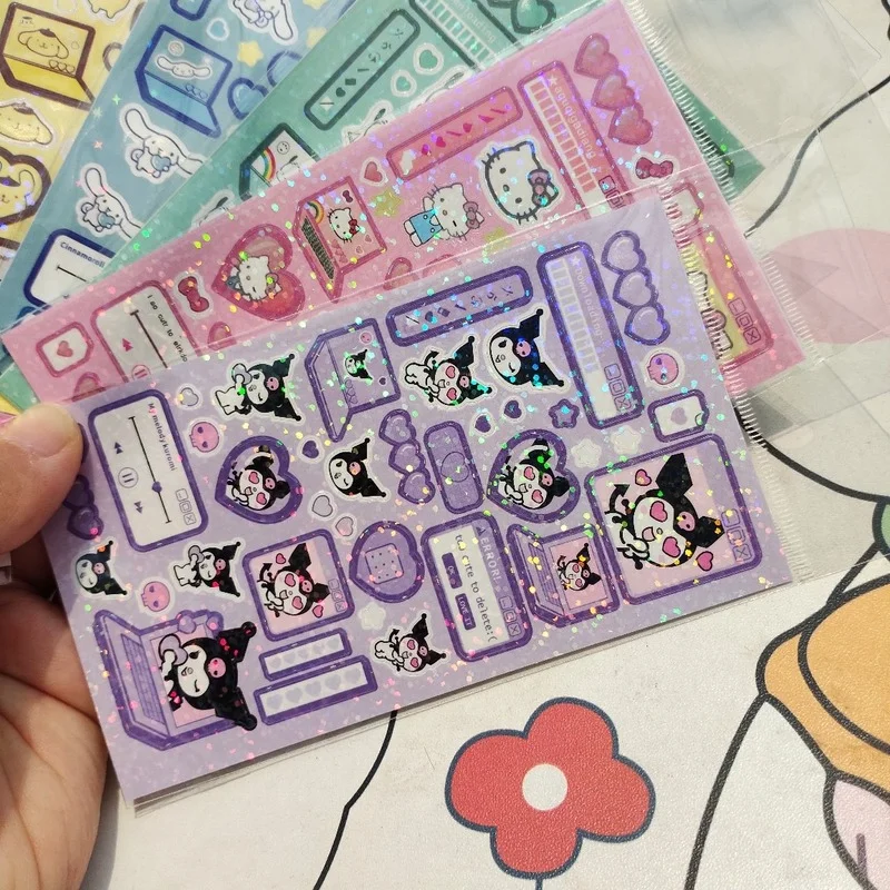 Kawaii Sanrioed аниме наклейки эстетические милые котёнки Kuromi My Melody Cinnamoroll граффити