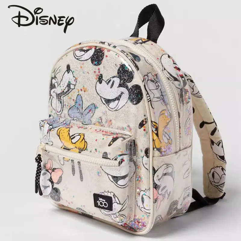Disney Mickey New Backpack Fashion High Quality Sequins Women's Backpack Popular Leisure Lightweight Children's Book Bag