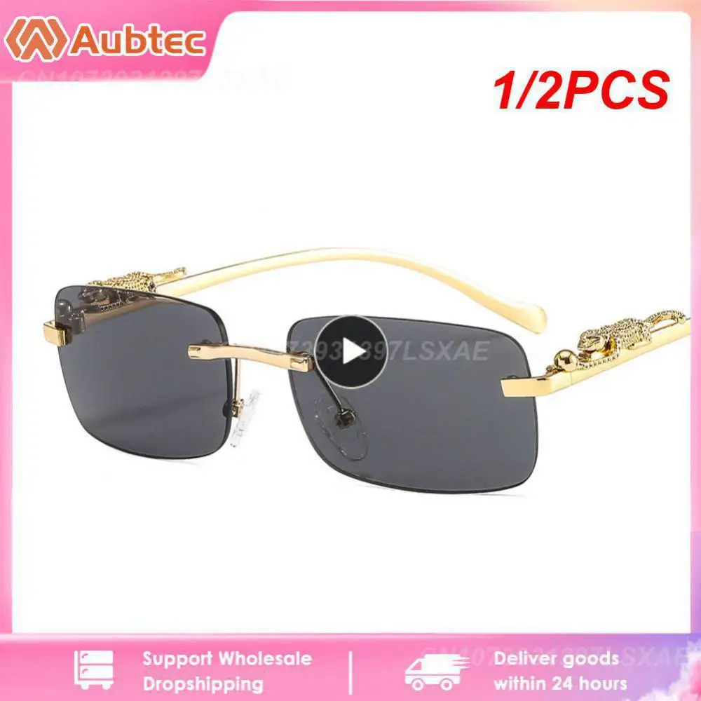 Солнцезащитные очки без оправы для мужчин и женщин винтажные солнечные