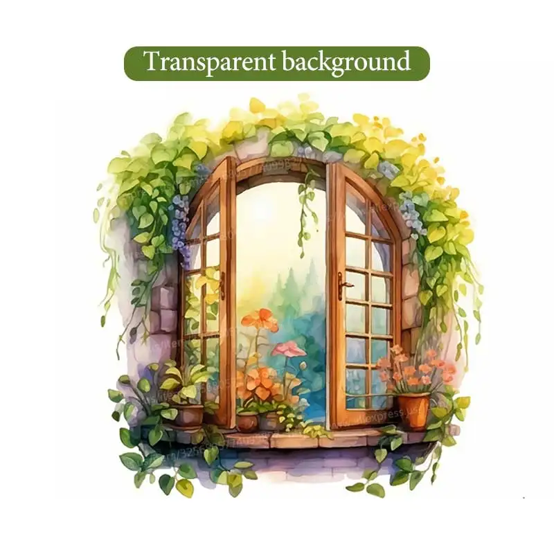 Зеленые цветы наклейки для стен S564