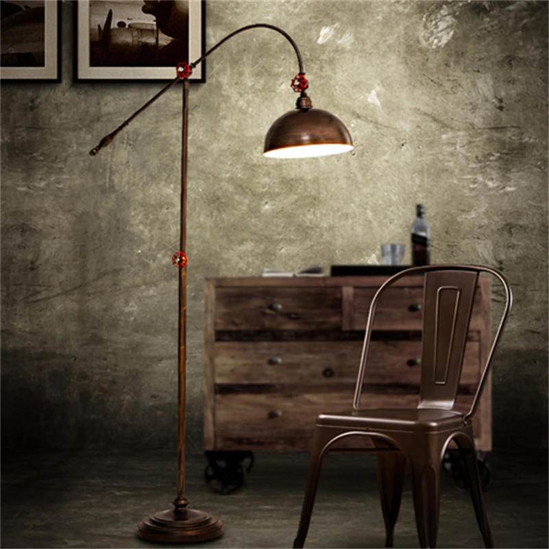 

American retro style industrial loft floor lamp adjustable creative personality living room bedroom den floor lamp/110-220V