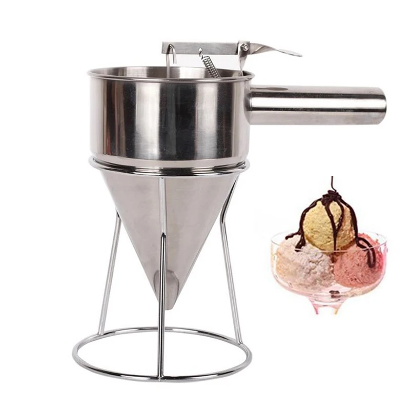 

Stainless Steel Funnel Dispenser, With Rack, Cupcake, Pancake, Whisk, Octopus, Fish Ball, Home Kitchen Tools
