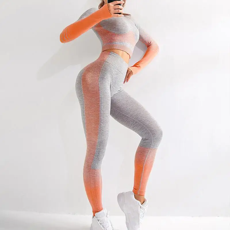 

Women Yoga Sets Gym Fitness Athletic Sports Suits Set Pants Leggings Sportswear Leggings Seamless Sports Shirts