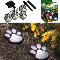 solar powered pure white 4 dog animal paw print outdoor led fairy string lights for garden