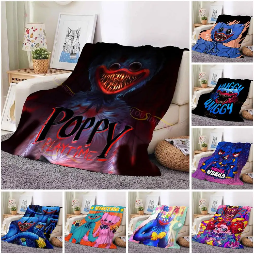 

Poppy Playtime Flannel Blanket Ultra Soft Comfort Sofa Bedroom Sleeping Popular Horror Game Blanket Home Bedspread Klein Blue