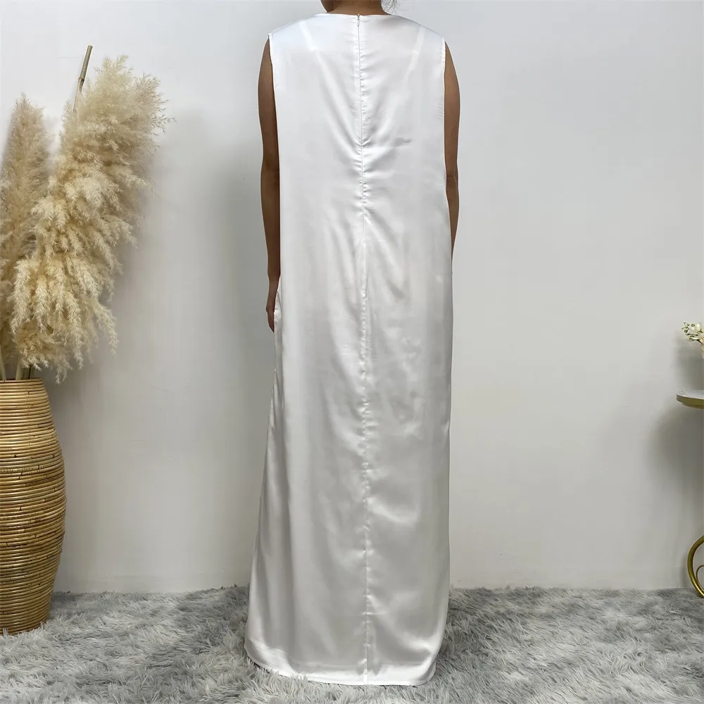 New Sleeveless Lining Dress Long Muslim Woman Abaya Moroccan Caftan Evening Modest Robe Arabic Kaftan  dress for women