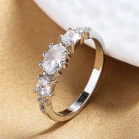 modoma fashion geometric zircon wedding rings for women luxury silver color engagement finger ring design female party jewelry