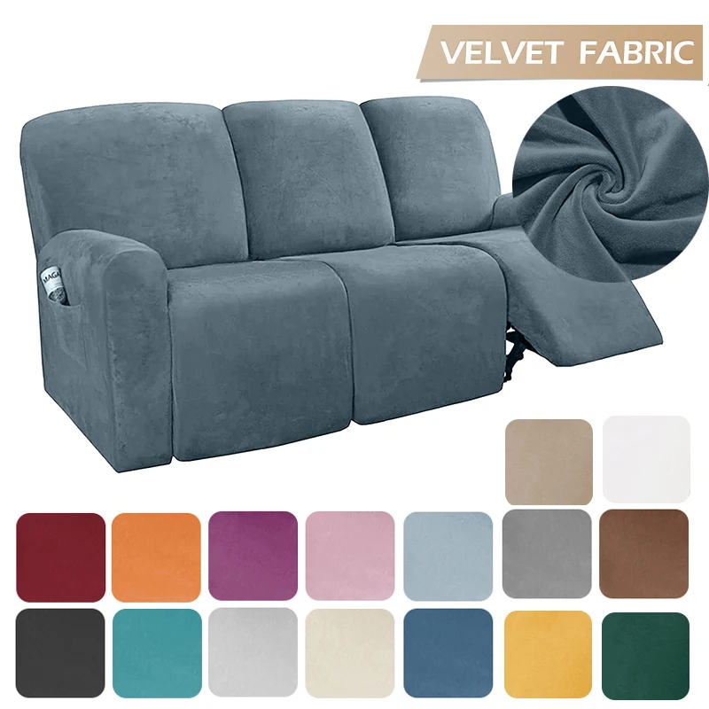 

1 2 3 Seater Recliner Sofa Cover Elastic All-inclusive Massage Sofa Slipcover for Living Room Suede Lounger Armchair Couch Cover