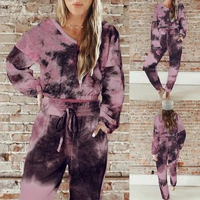 womens suits 2022 autumn and winter new tie dye print suits long sleeved loose casual two piece suits