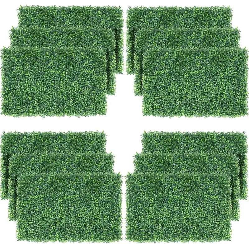 

12PCS 24″×16″ Artificial Boxwood Greenery Grass Wall Panels for Indoor & Outdoor