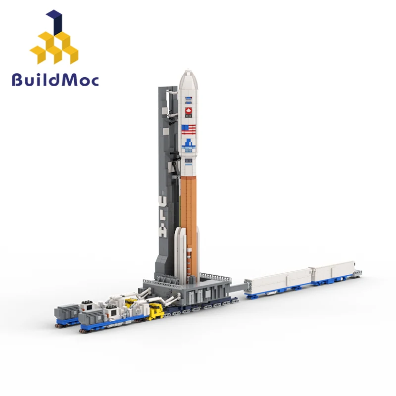 

BuildMoc Space 1:110 Atlas V, пусковой коврик, транспортер, ракета, набор строительных блоков, пусковая база, автомобиль, игрушка для детей, подарок на день рождения