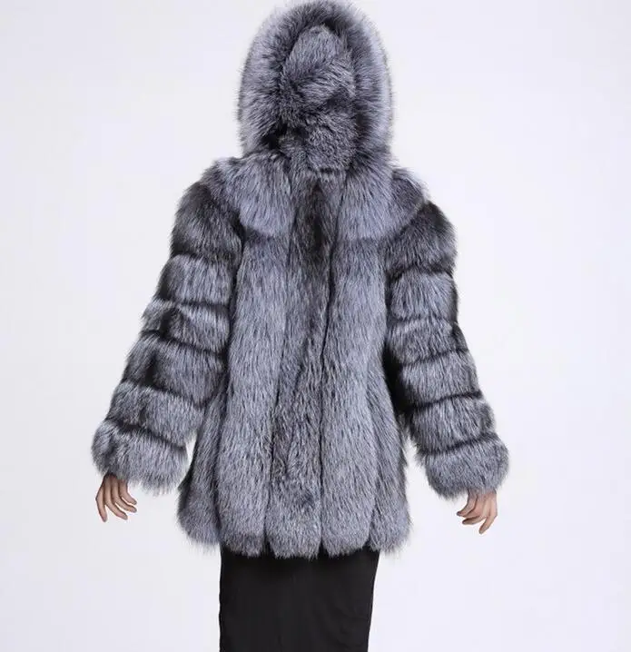 2022 Autumn Winter Coat Women's Fur One Fox Fur Stitching Imitation Fur Loose Long Coat Hooded Nine Quarter Sleeve Mink Fur Coat