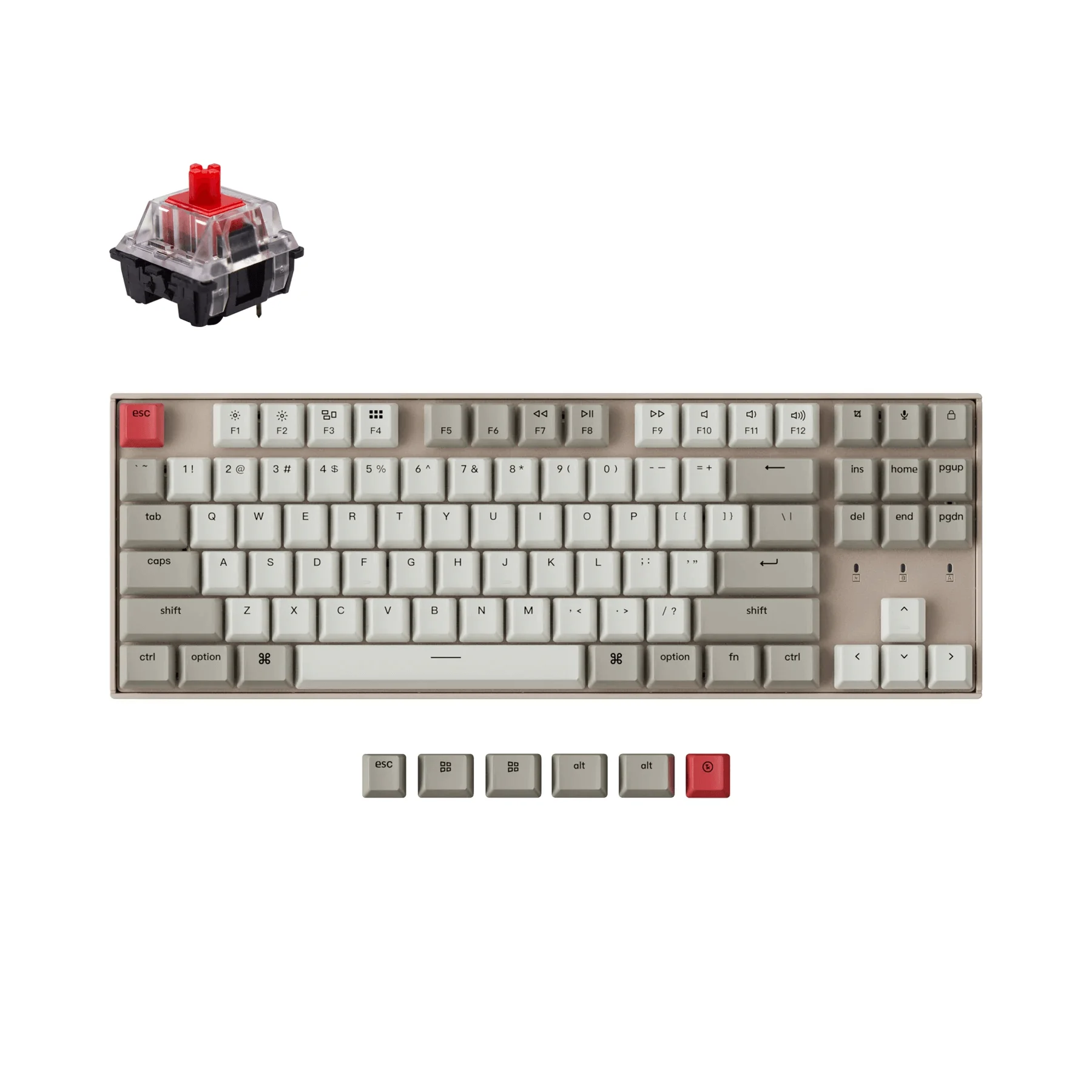 

Keychron K8 K 87-Key Tenkeyless Layout Wireless Bluetooth Mechanical Gaming Keyboard Multitasking Type-C Wired