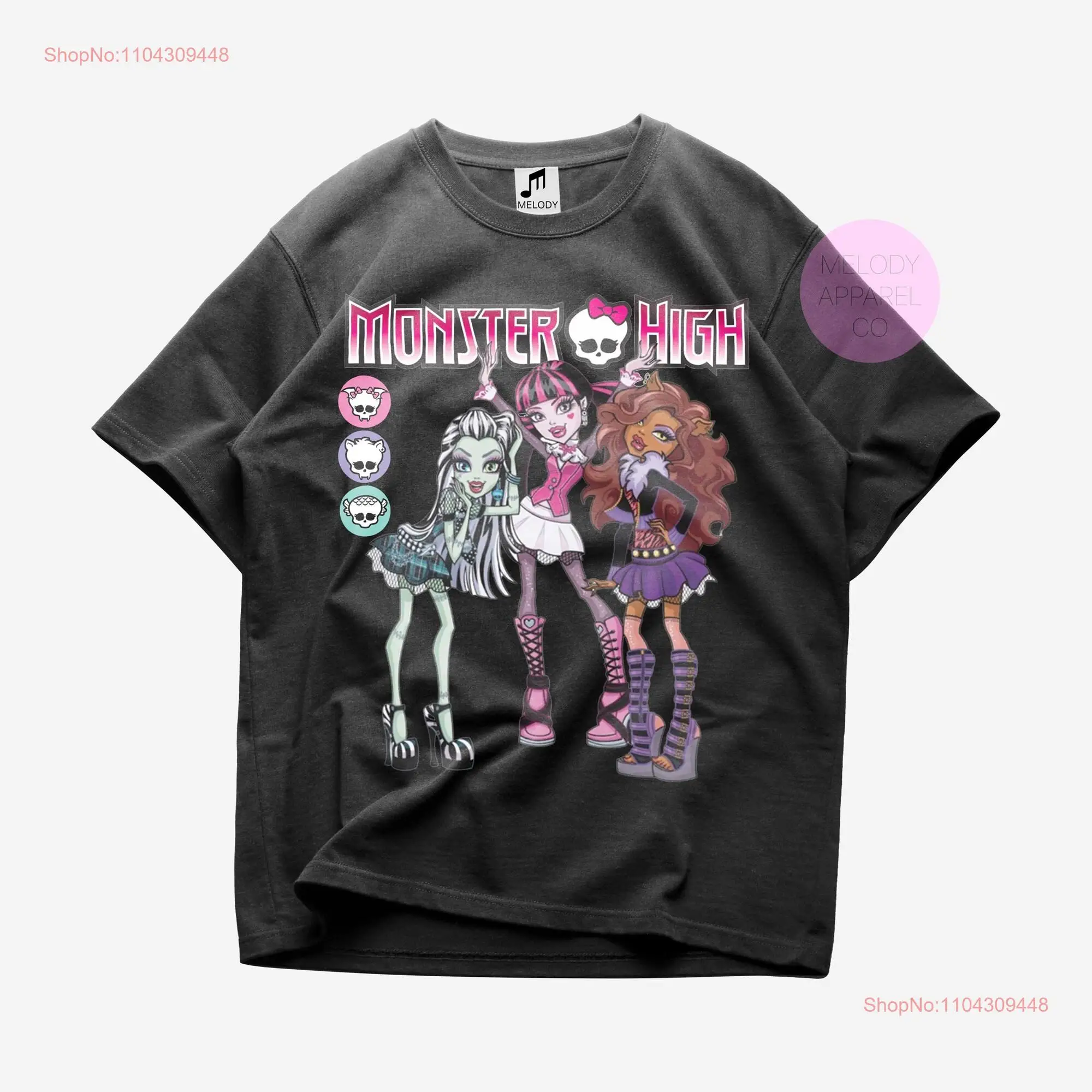 Лимитированная футболка Monster High Draculaura Merch Frankie Clawdeen с длинными или короткими