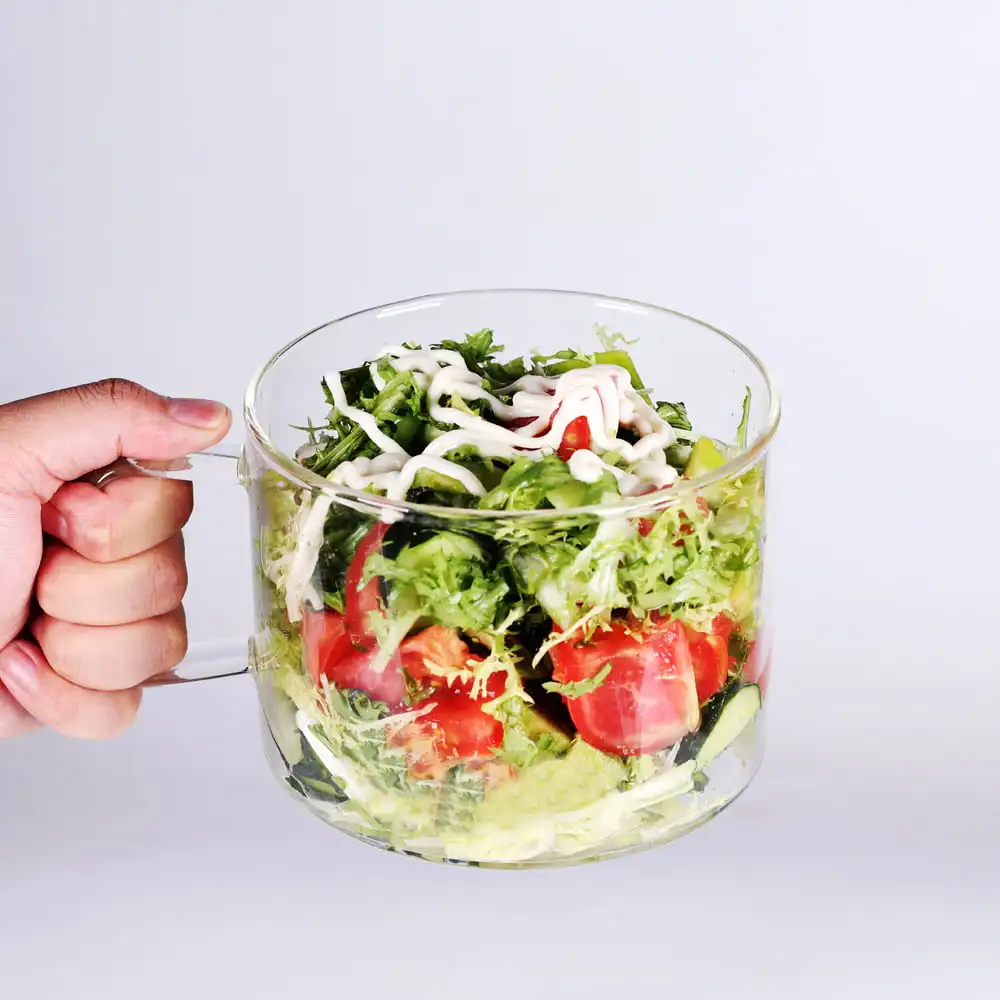 

Free Shipping Mini Sized Glass Pasta Noodles Glass Pot with Lid and Handle Salad Bowl 44 OZ/1.4L Glass Soup pot for Noodles, So
