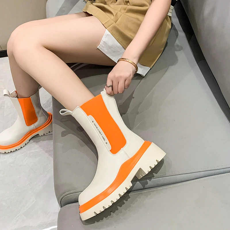 Женские ботинки женские осенне-зимние ботильоны в британском стиле с цветными