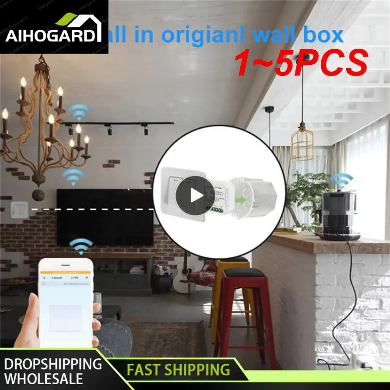 

Умный Wi-Fi модуль Tuya, 1 ~ 5 шт., потайной переключатель для рулонного затвора, электрический мотор, 1/2 клавиши, совместимый с Alexa Home