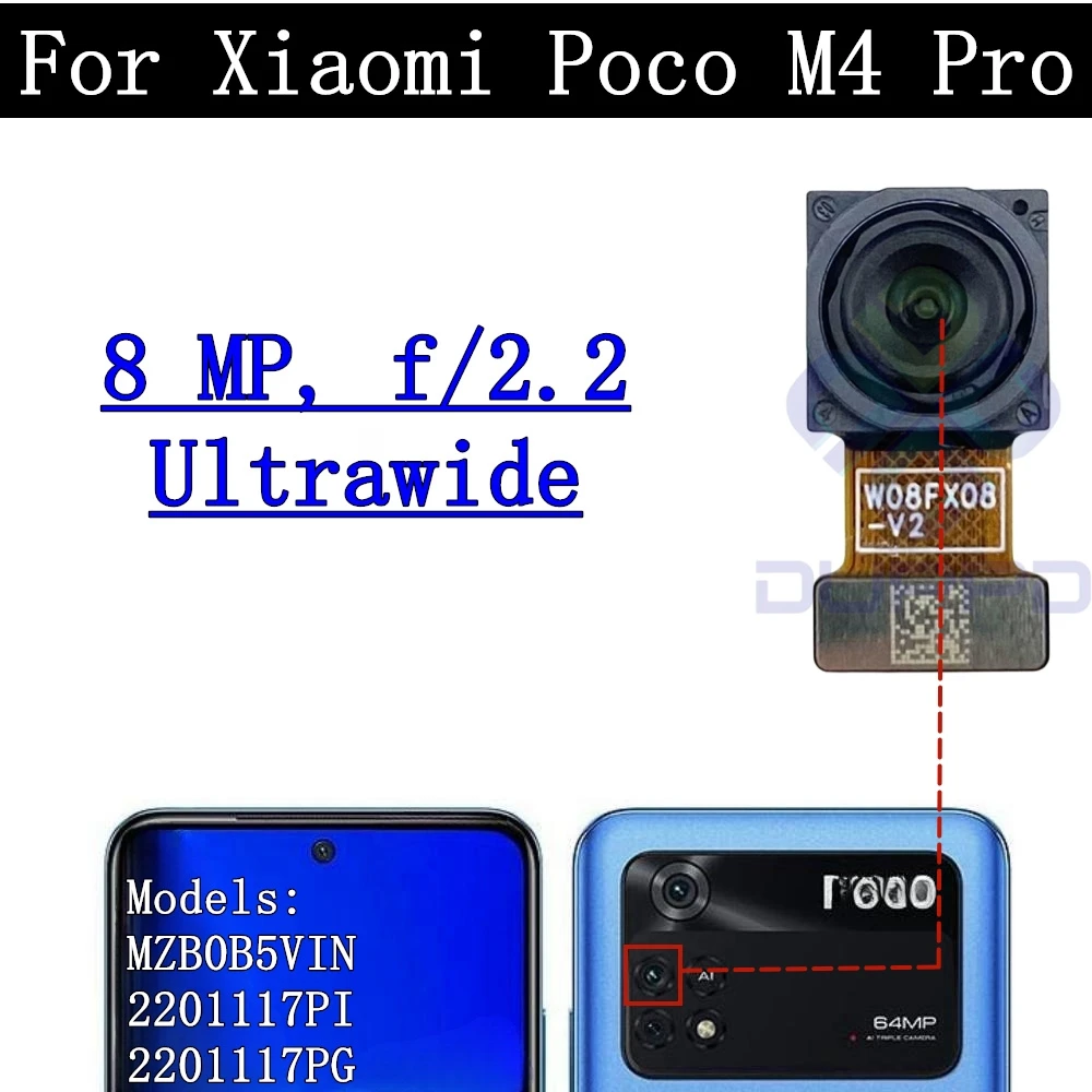 Модуль задней камеры гибкий кабель для Xiaomi Poco M4 Pro M4Pro Передняя селфи маленькая