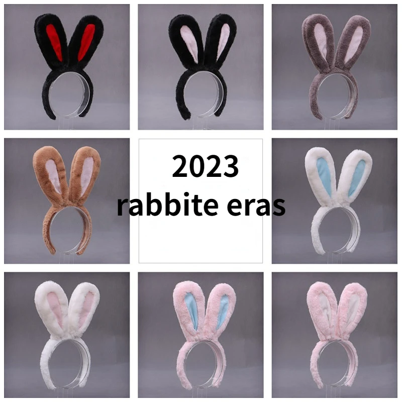 

2023 China New YearCute Easter Plush Bunny Ears Hairbands Soft Rabbite Ears Headbands Women Anime Cosplay Party Hair Accessories