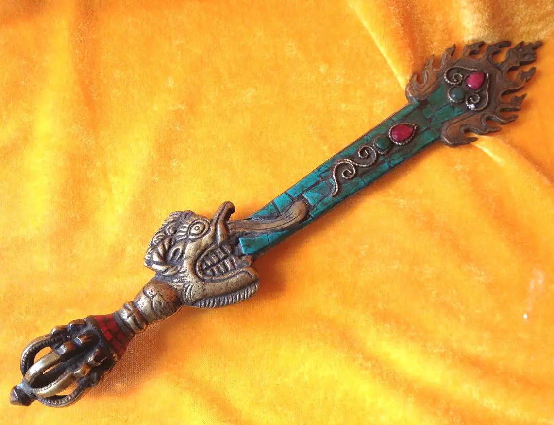 

China's Tibetan Buddhism Taoism cloisonne copper displacement magic sword sword