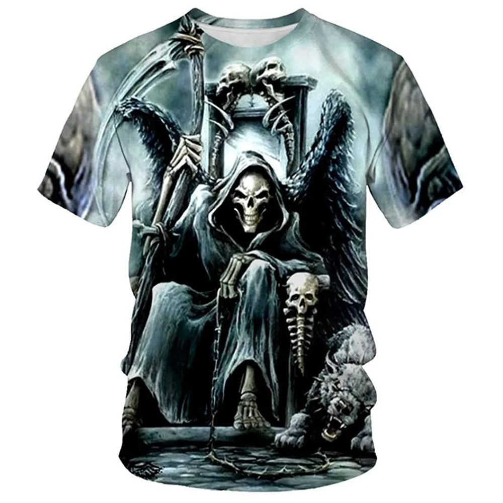 

2023 Summer Men's Latest 3D Print Retro Horror Skull T-shirt Large Comfortable Street Sportswear Asian Size XXS-6XL
