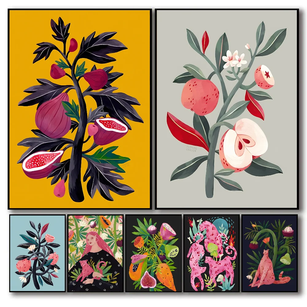 Тропические фрукты искусство на клейкой основе Настенный декор для кофейного