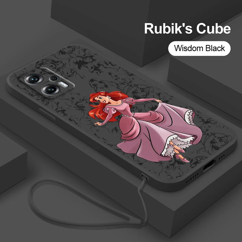 

Disney Pretty Princess Mermaid Liquid Rope Phone Case For Xiaomi Redmi Note 12 10 11 9 Pro Plus Speed Trubo 11S 11T 10S 9T 5G