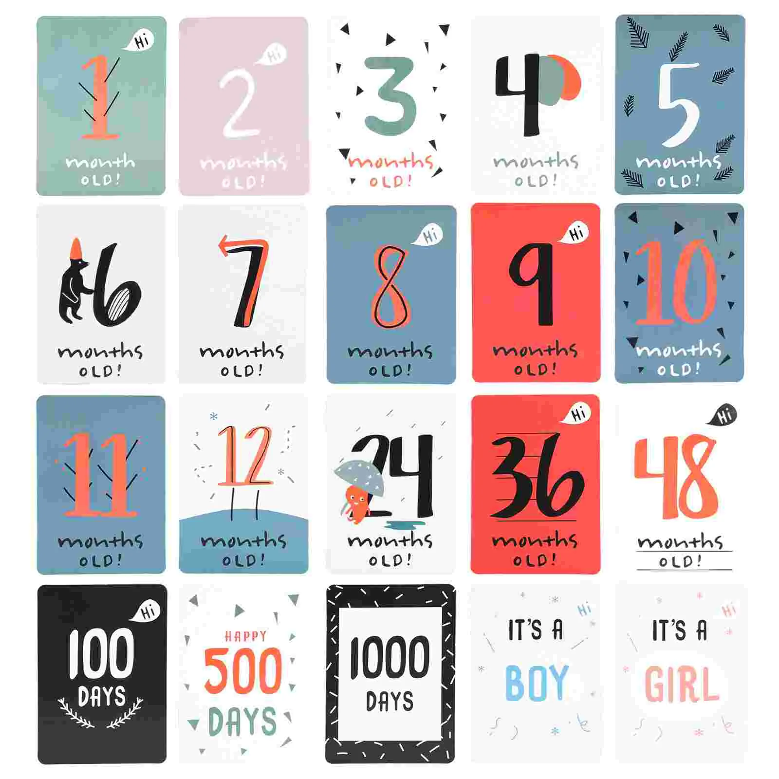 

20pcs Age Cards Milestone Cards Baby Photography Cards Baby Monthly Cards