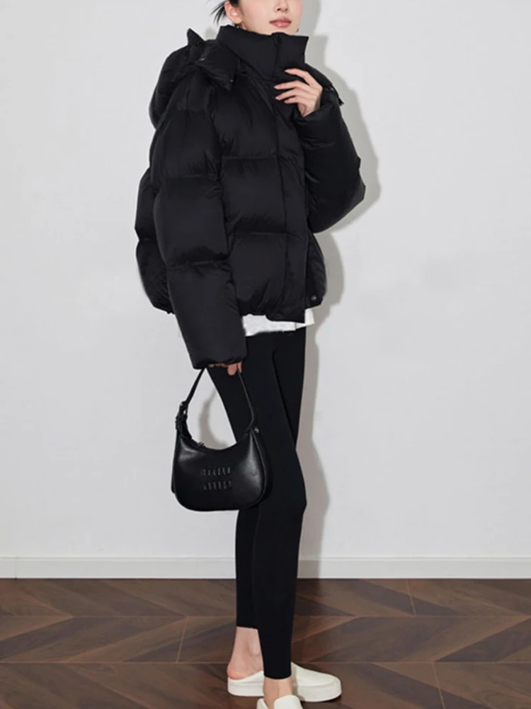 High end 95 White Goose Down Short Down jacket Women Winter 2024 New Pink Fashion Hood Thickened Puff down Coat