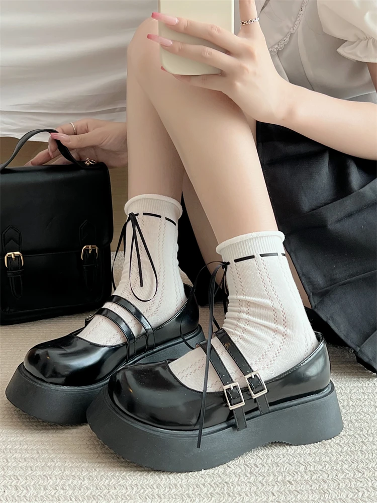 

Женские туфли-оксфорды на платформе, универсальные черные туфли на толстой подошве, с круглым носком, лето 2023