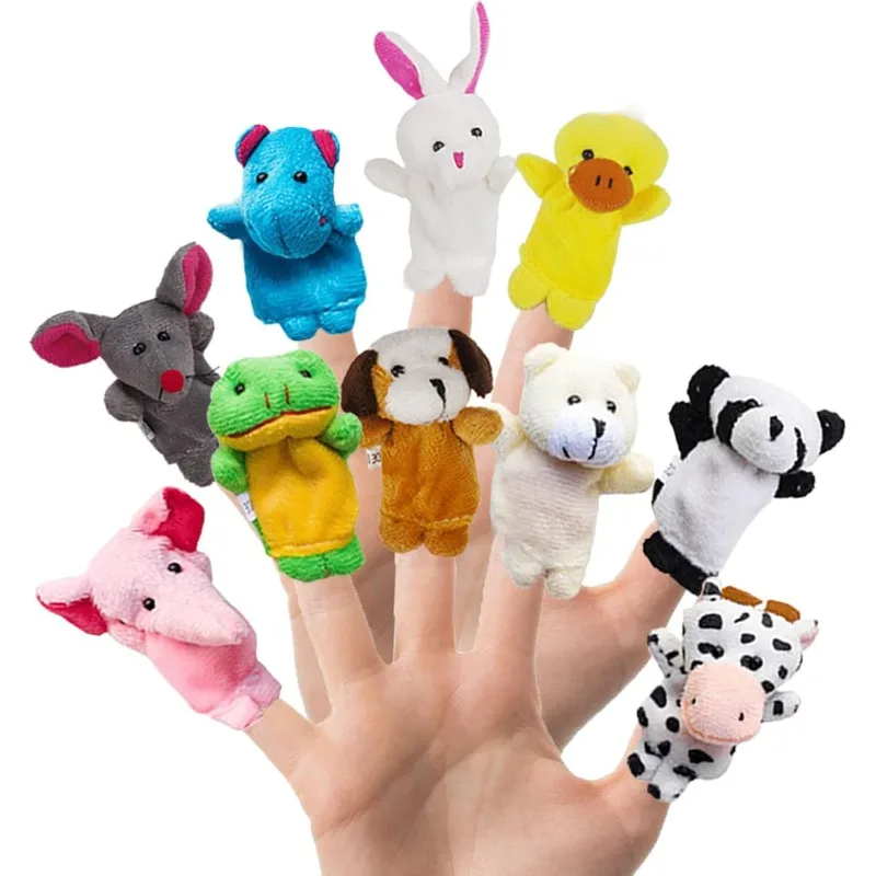 10Pcs Finger Puppets Set Soft Plush Animals Puppet Toys for Kids Mini Figures Toy Assortment