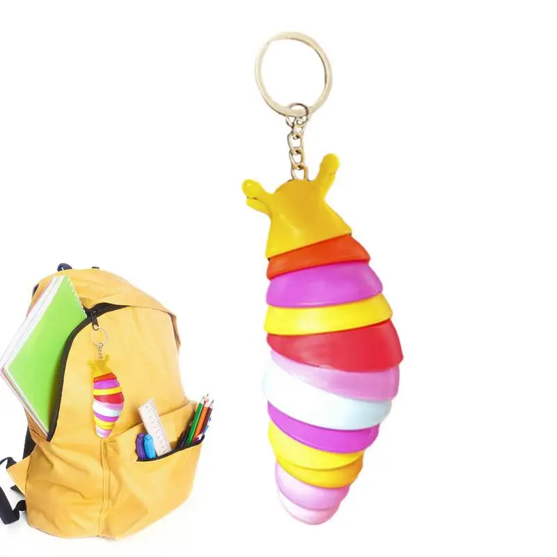 

Mini Slug Keychain Articulated Stretch Caterpillar Crawling Sensory Stress Relief Flexible Hand Toy For Adult Kids