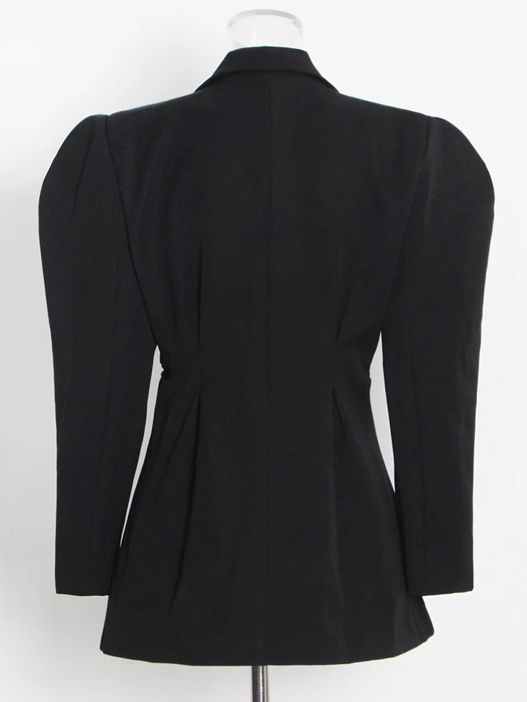 Women Clothing 2023 Black Spring Notched Collar Long Sleeve Slim Solid Minimalist Fashion Blazers