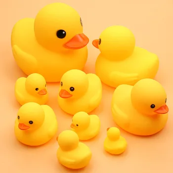 Cute Duck Baby rattle Bath toys Squeeze animal Rubber toy duck BB Bathing water toy Race Squeaky Rubber yellow Duck Classic Toys 1