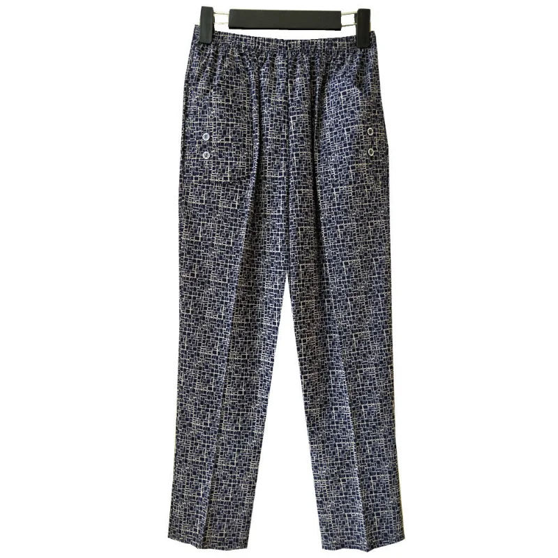 Летние брюки для женщин среднего возраста с принтом повседневные укороченные