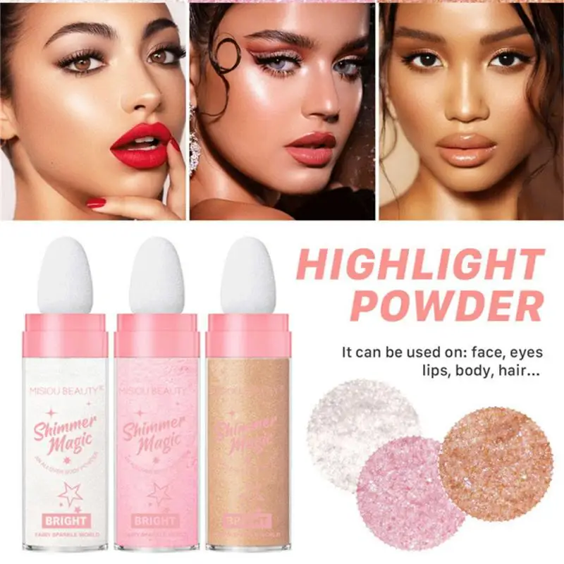 

3 Colors Shimmer Fairy Powder White Loose Highlighter Face Body Glitter Wand Makeup Bronzer Illuminator Polvo De Hada Cosmetics