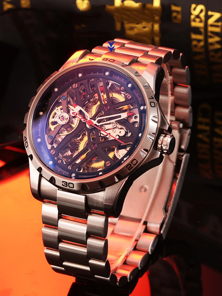 

Skeleton Automatic Watch Men Luxury Mechanical Wristwatches Top Brand Sports Watches Man 43mm Self Winding Clocks LONMASON 2022