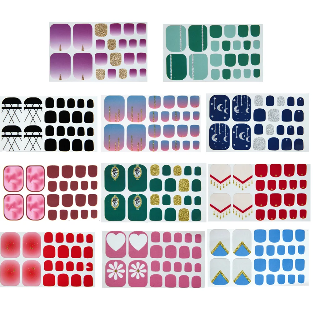 

11pcs Toe Nail Sticker Full Cover Glitter Foot Decal Toe Nail Art Supplies for Girls Ladies