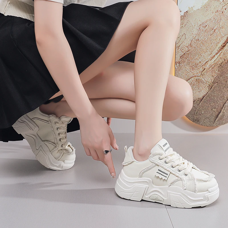 Женская повседневная обувь на платформе модные уличные кроссовки в корейском