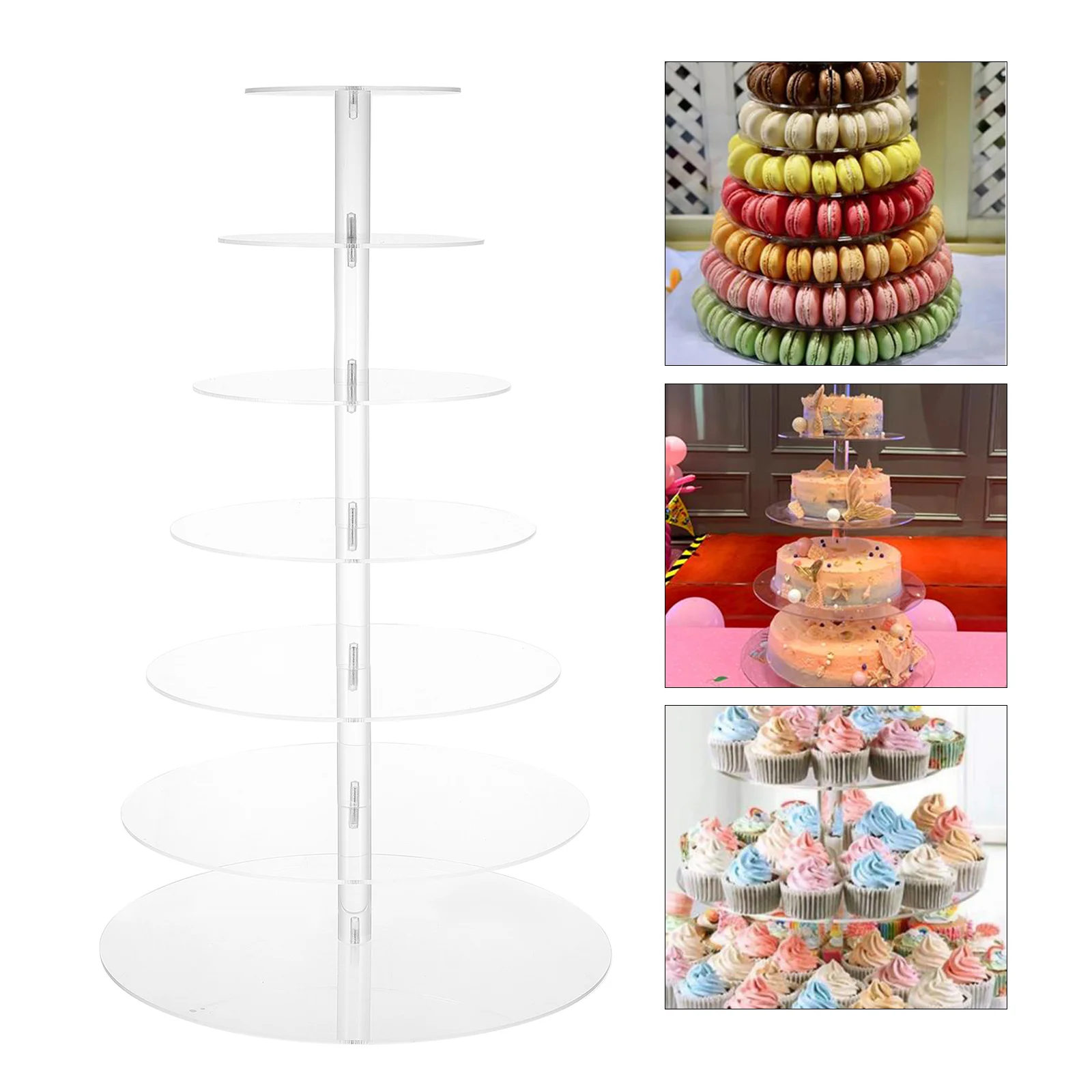 

Stand Cake Cupcake Display Holder Acrylic Tower Tier Macaron Dessert Wedding Plate Rack Tree Serving Diy Round Decorative Shower