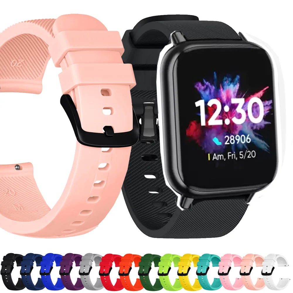 

Силиконовый ремешок для Realme TechLife DIZO Watch 2 Band, спортивный браслет для наручных часов Realme, аксессуары для часов, 20 мм