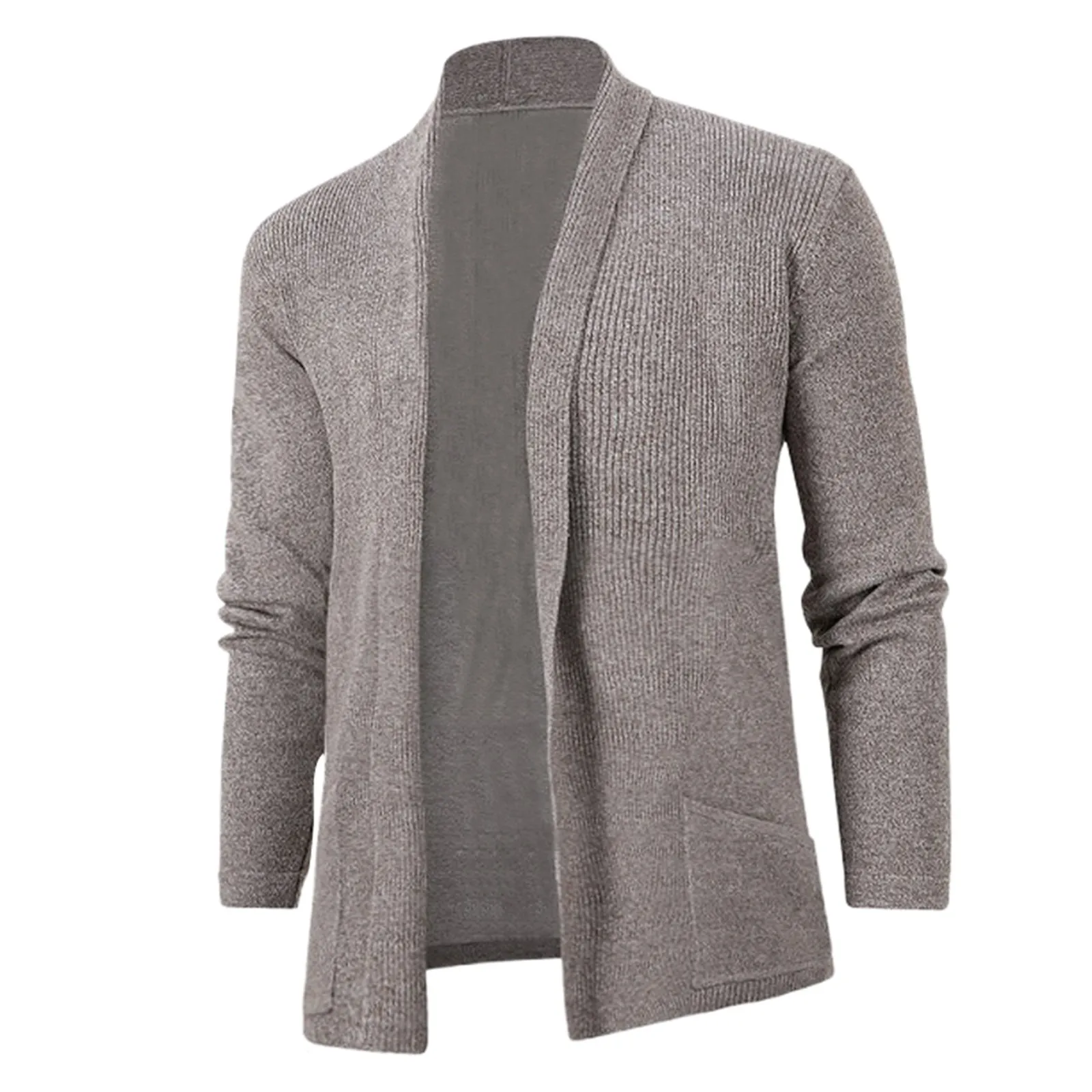 

Mens Fashion Leisure Solid Wool Knitting Versatile Stand Collar Long Sleeve Long Style Cardigan Coat