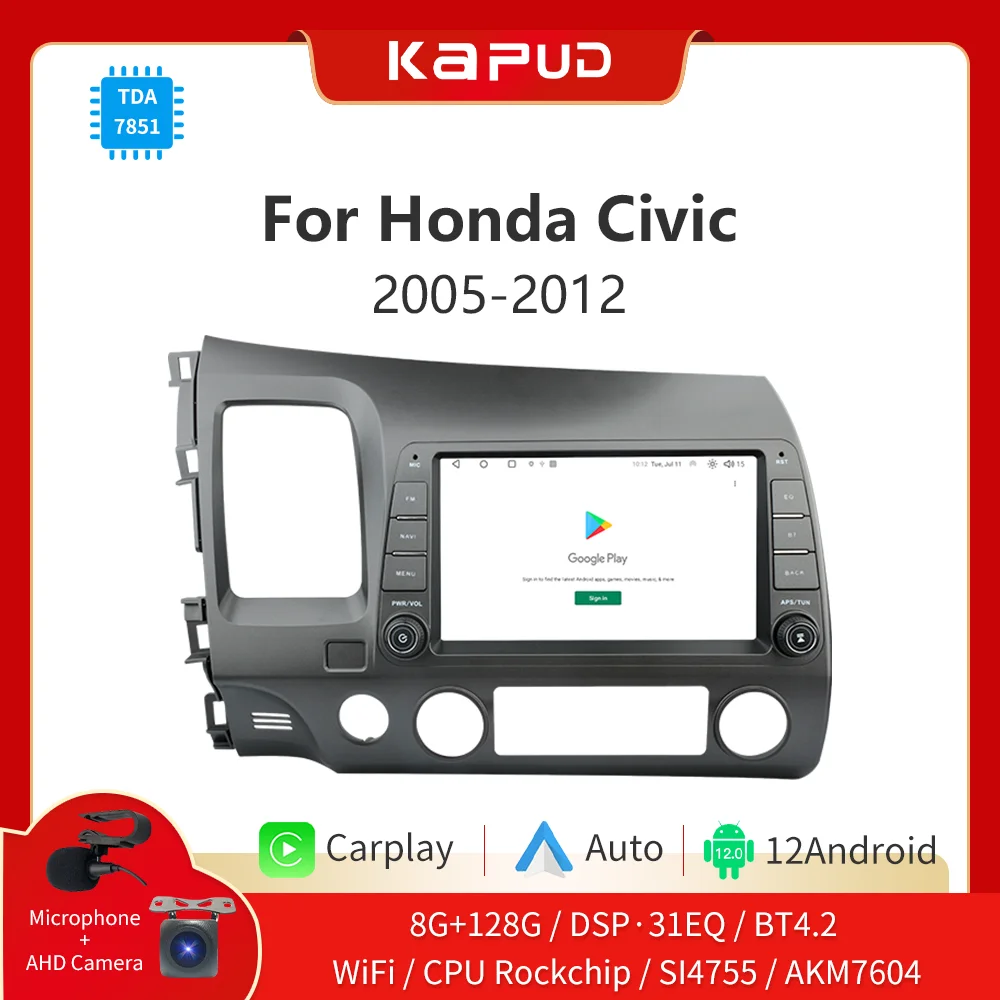 Мультимедийная Автомобильная магнитола Kapud 8 дюймов Android 12 видеокамера 360 для Honda