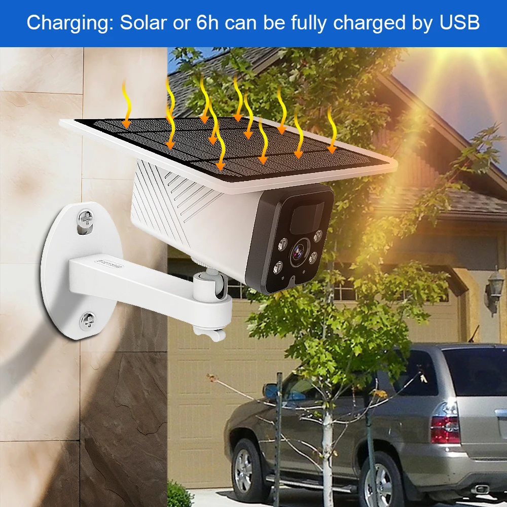 

Solar Panel Powered WIFI Surveillance Camera For Garden Outdoor 1080P Security Webcam IP CCTV Camera IR Night Vision Rainproof
